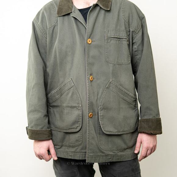 Vintage 90s L.L. Bean Canvas Forest Green Barn Jacket - XL - Picture 5 of 14
